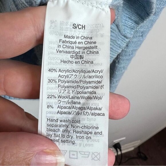 J Crew Womens Size Small Pointelle Crewneck Sweater Light Blue Wool Alpaca Knit - Picture 6 of 8